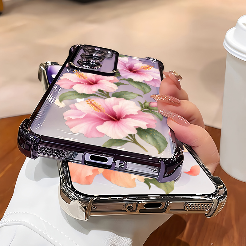 Pink Hibiscus Flowers Pattern  - Oppo Reno 12 review and price