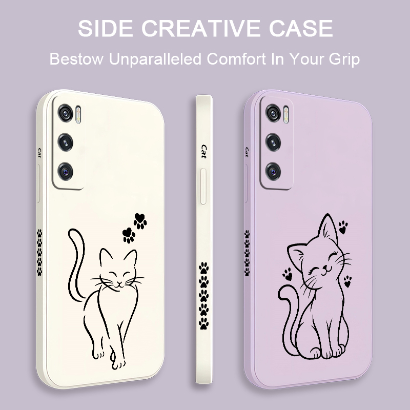 Cute Cat Line Black Phone Case - Vivo V40 review and price